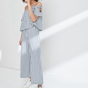 MADEWELL NWT Stripe Cold Shoulder Jumpsuit, Size XXS